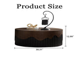 30.31" Round Coffee Table Handcrafted Relief Sturdy Pedestal Wooden Tea Table for Living Room no W3081P357841