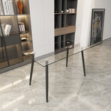 51" Dining Table Modern Minimalist Rectangular Glass for 4-6 with 0.31" Tempered Glass Tabletop and W2189P255605