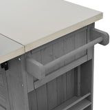 Outdoor Kitchen Island Fir Wood Kitchen Island with Stainless Steel Top, Ample Storage Space, Towel N719P246553R