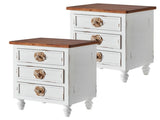 Vintage farmhouse style side table with floral knobs 19-inch country-style bedside table with 3 34813325