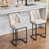 Set of 2,Modern Upholstered Bar Stool with Button-Tufted Backrest, Counter Height Chair with Sturdy W1901P225271