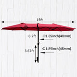 ZUN 15Ftx9FtDouble-Sided Patio Umbrella Outdoor Market Table Garden Extra Large Waterproof Twin W656P145897