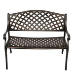 ZUN 40.5" Outdoor Cast Aluminum Bench With Mesh Backrest Seat Surface 24289313