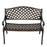 ZUN 40.5" Outdoor Cast Aluminum Bench With Mesh Backrest Seat Surface 24289313