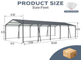 13*26.5 FT Carport, Heavy Duty Carport with Galvanized Steel Roof and Frame, Metal Carport Large W540P478289