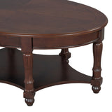 Vintage Oval Coffee Table with Drawer and Storage Shelf, Antique Cocktail Table in 45", French N735P277388D
