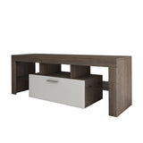 ZUN 20 minutes quick assembly brown simple modern TV stand with the toughened glass shelf cabinet W67943610