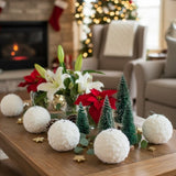 6PCS Set 4" Christmas Ball Ornaments Cream Ruffle Hangingations for Xmas Tree Holiday Home 05858806