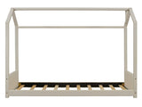 Twin Size Velvet House Bed Wood Bed, Beige 13139946