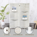 ZUN Room Divider 4 Panel, White Room Divider with Shelves, Wall Room Dividers and Folding Privacy 25185997