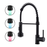 ZUN LED Commercial Kitchen Faucet with Pull Down Sprayer, Single Handle Single Lever Kitchen Sink Faucet W1932P171822