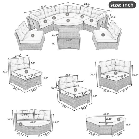 ZUN Patio Furniture Set Outdoor Furniture Daybed Rattan Sectional Furniture Set Patio Seating Group With 56243482