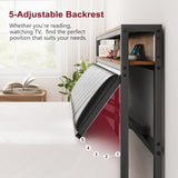 Queen Size Metal Platform Bed Frame with Adjustable Upholstered Headboard, Charging Station, LED W1903P195337