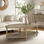 ZUN Oval Coffee Table with Shelf B035P256574