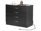 PB Wood Simple 4-Drawer Nightstand Dresser with USB Ports & Outlet Black 65945830