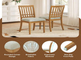 2-Piece Modern Scandinavian Chairs, Curved Wood Backrest with Gray Fabric Seat, Finish for 69408595