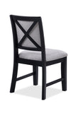 2pc Beautiful Side Chair Gray Fabric Upholstery Black Finish Frame Wooden Furniture B011P179887