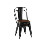 ZUN 2pc Contemporary Aesthetic Modern with Walnut Wooden Seat Industrial Metal Dining Chairs- High Gloss B011P238648