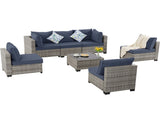 7-Piece Outdoor Patio Furniture Set, All-Weather Wicker Rattan Sectional Sofa With Thick Cushions & 02176082