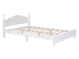 Full Size Wood Platform Bed Frame,Retro Style Platform Bed with Wooden Slat Support,White 43376167