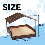 ZUN Wicker Dog House, Elevated Rattan Dog Bed with Canopy and Washable Cushion Cover, Indoor Outdoor 45848944