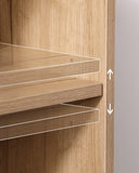 Mid-Century Modern Storage Cabinet with Woven Rattan Doors, Open Shelves & Adjustable Shelves W3151P288913