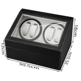 ZUN Black Leather Watch Winder Storage Auto Display Case Box 4 6 Automatic Rotation 53056422