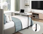 ZUN White Finish Multipurpose Over the Bed Desk with Adjustable Height, Metal Legs with Casters, Overbed B011P244980