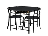 (85x60x76cm) Black Wood Grain PVC Black Painted Breakfast Table and Chair Set 79581060