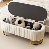 Elegant Upholstered Velvet Storage Ottoman with Button-Tufted,Storage Bench with Metal Legs for N733P208522A