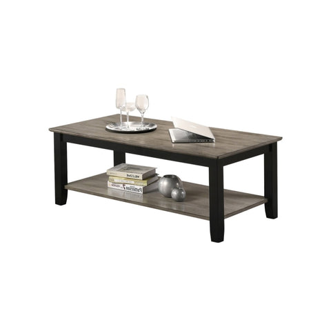 ZUN Coffee Table With Open Shelf In Dark Brown And Grey SR016384