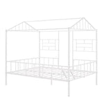 ZUN Metal House Bed Frame Full Size with Slatted Support No Box Spring Needed White MF289094AAK