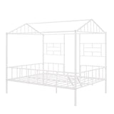 ZUN Metal House Bed Frame Full Size with Slatted Support No Box Spring Needed White MF289094AAK