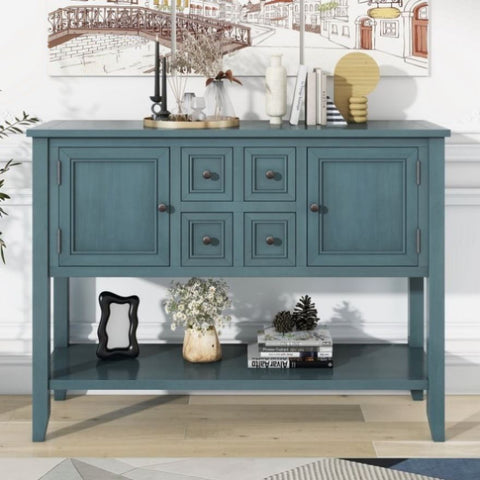 ZUN Series Ample Storage Vintage Console Table with Four Small Drawers and Bottom Shelf for Living 11248622