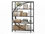 5-Tier Half-Moon Geometric Bookshelf Industrial Open Bookcase with Anti-Tipping Device 56997935