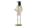 Halloween Skeleton Guitar Yard Decoration, 61.8 Inch Metal Skeleton Statue with Purple Hat and Bow N769P511208G