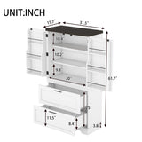 Modern Farmhouse Style Wooden Cabinet with Sturdy Frame with Inside Door Storage Divider with W1580P257492