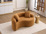 LY-042 S-Curved Chenille Sectional Sofa Dual-Depth , Orange, No Assembly, Compact W2231P329720