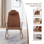 ZUN Adjustable Headrest Pillow Rocking Chair, Technical Leather Upholstered Glider Rocker with High W1669P220403