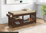 ZUN Transitional 1pc Storage Bench with 2 Open Shelves Hidden Drawer Upholstered Cushioned Seat B011P180234