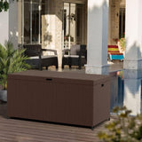 ZUN Factory Wholesale Brown 140 Gallon Rattan Patio Storage Boxes Outdoor Waterproof Garden Box For Pool W1828P151792