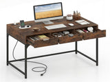 43.5" Home Office Desk with Built-in Charging Station & 3 Drawers Hidden Compartment 65126264