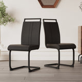 ZUN Modern Dining Chairs,PU Faux Leather High Back Upholstered Side Chair with C-shaped Tube. Black 87043919