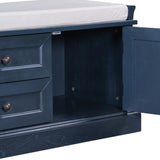 ZUN TREXM Storage Bench with 2 Drawers and 2 Cabinets, Shoe Bench with Removable Cushion for Living WF288172AAM