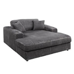 ZUN ACME Hilde Chaise w/2 Pillows, Gray Velvet LV03691