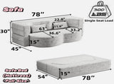 Modern Floor Sofa with 2 Pillows,Convertible Plush Corduroy Foam-Filled Sleeper Sofa Bed,15" Full 93794190
