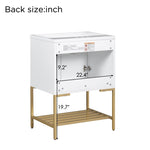 ZUN 24" Bathroom Vanity with Sink, Bathroom Vanity Cabinet with Two Doors and Gold Metal Frame, Open 56836423