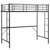 ZUN Twin Size Metal Loft Bed with Safety Guardrails & 2 Built-in Ladders, Loft Bunk Bed Frame for Teens 06576360