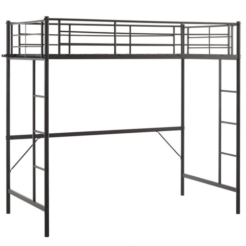 ZUN Twin Size Metal Loft Bed with Safety Guardrails & 2 Built-in Ladders, Loft Bunk Bed Frame for Teens 06576360