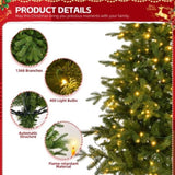 ZUN 7 FT Pre-lit Artificial Christmas Tree, Holiday Xmas Tree with 400 Warm White Lights, 950 Branch 23366057